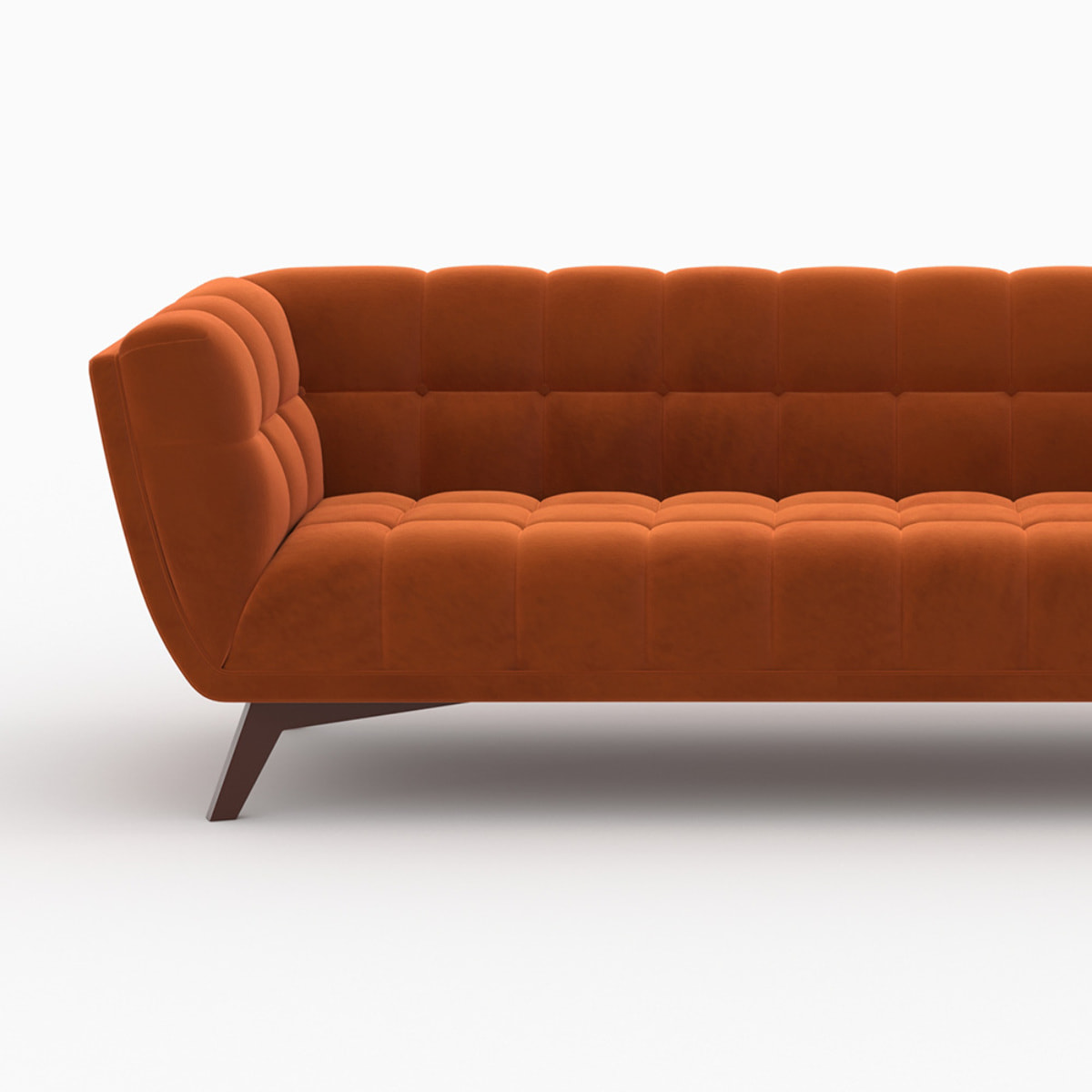 Ensemble canapé et fauteuil en velours orange 4 places - Mona