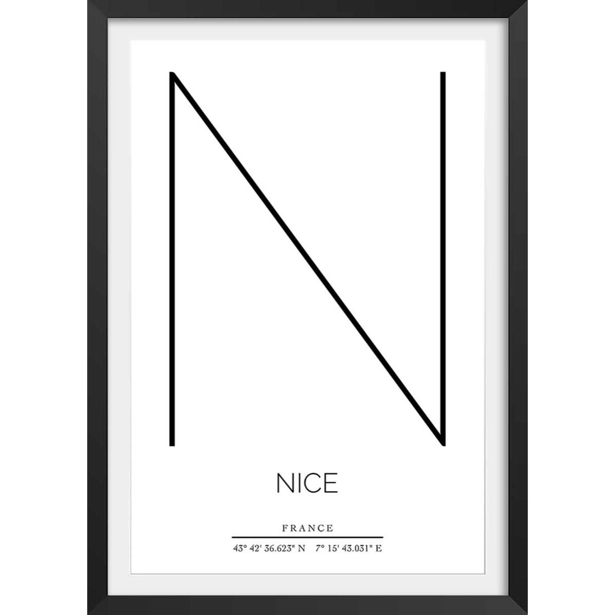 Poster n nice Affiche + cadre en bois - Noir