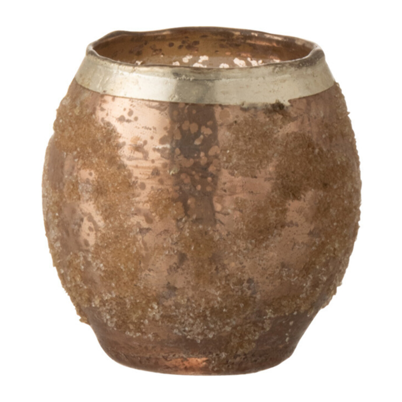 J-Line photophore Frosty Rond - verre - vieux rose - small