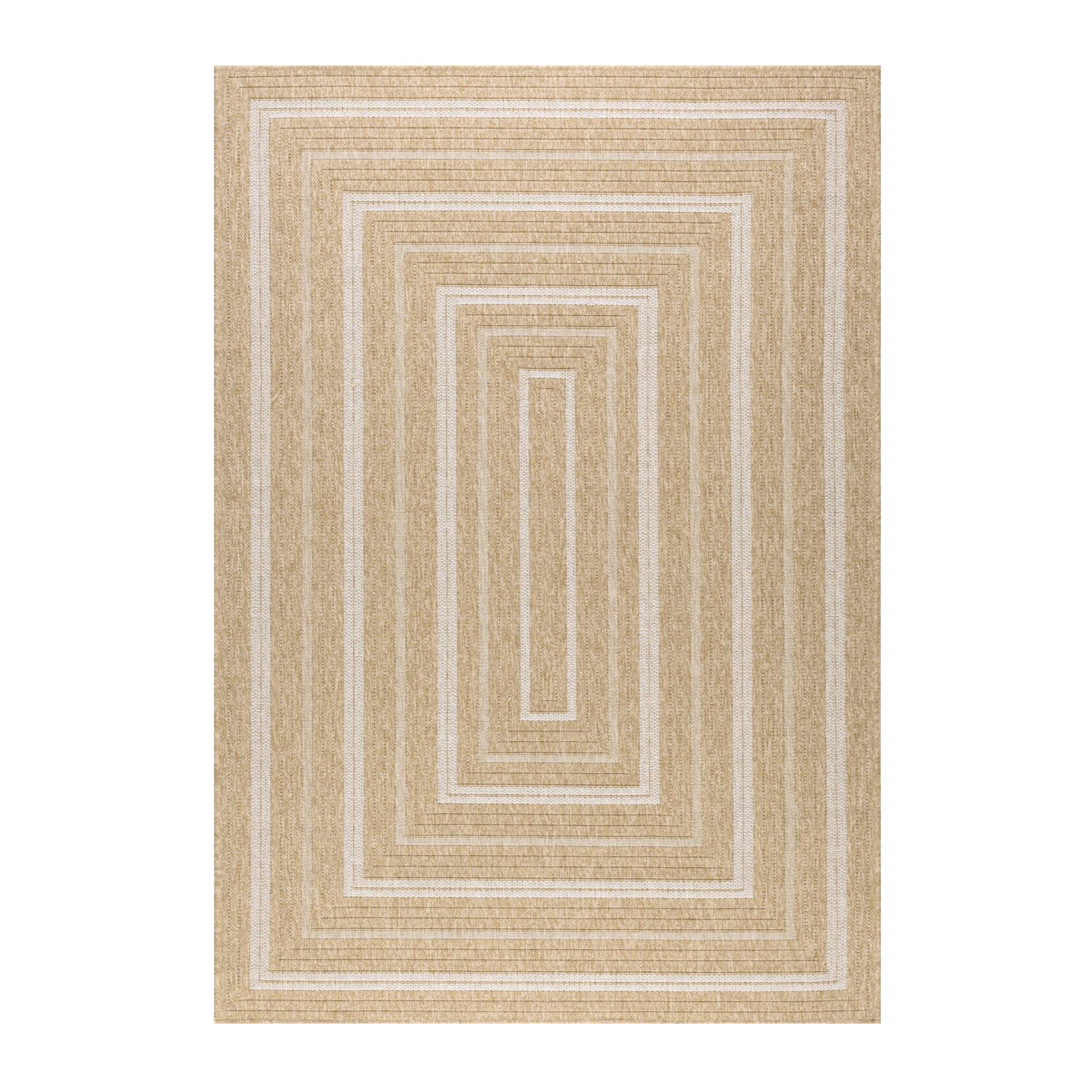 Tapis intérieur/extérieur effet toile de jute beige avec motifs DAYMO