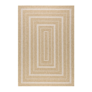 Tapis intérieur/extérieur effet toile de jute beige avec motifs DAYMO