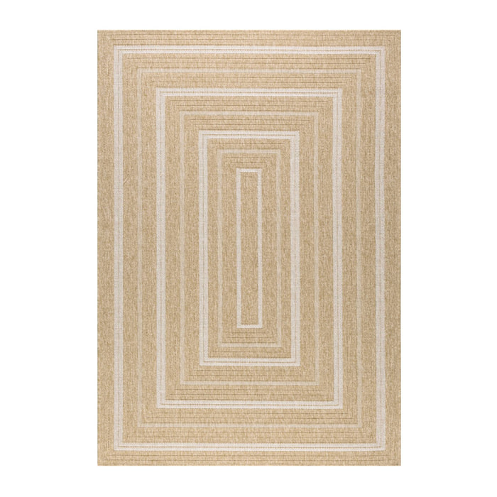 Tapis intérieur/extérieur effet toile de jute beige avec motifs DAYMO