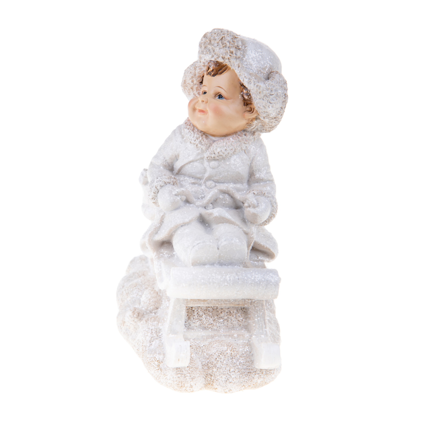 Bambino Su Slitta Natale 17X18 Cm - Pezzi 2 - 16X17,7X9,8cm - Colore: Verde - Bianchi Dino - Articoli Natalizi