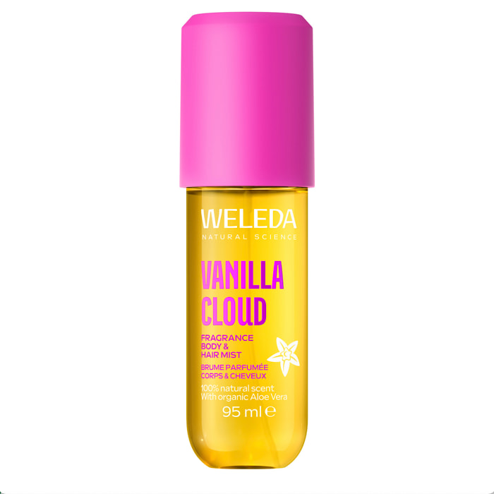 WELEDA - Brume parfumée corps & cheveux Vanilla Cloud 95ml - Brume Corps & Cheveux au parfum irresistible et gourmand - Rafraîchit la peau et les cheveux
