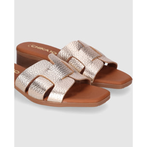 Sandalias de Piel - Platino - Tacón: 3 cm