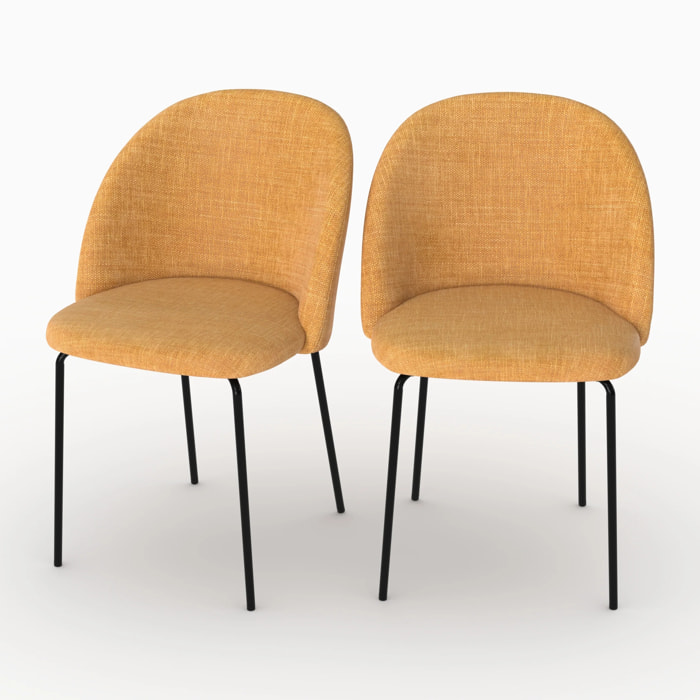 Lot de 2 chaises en tissu texturé jaune moutarde - Karl