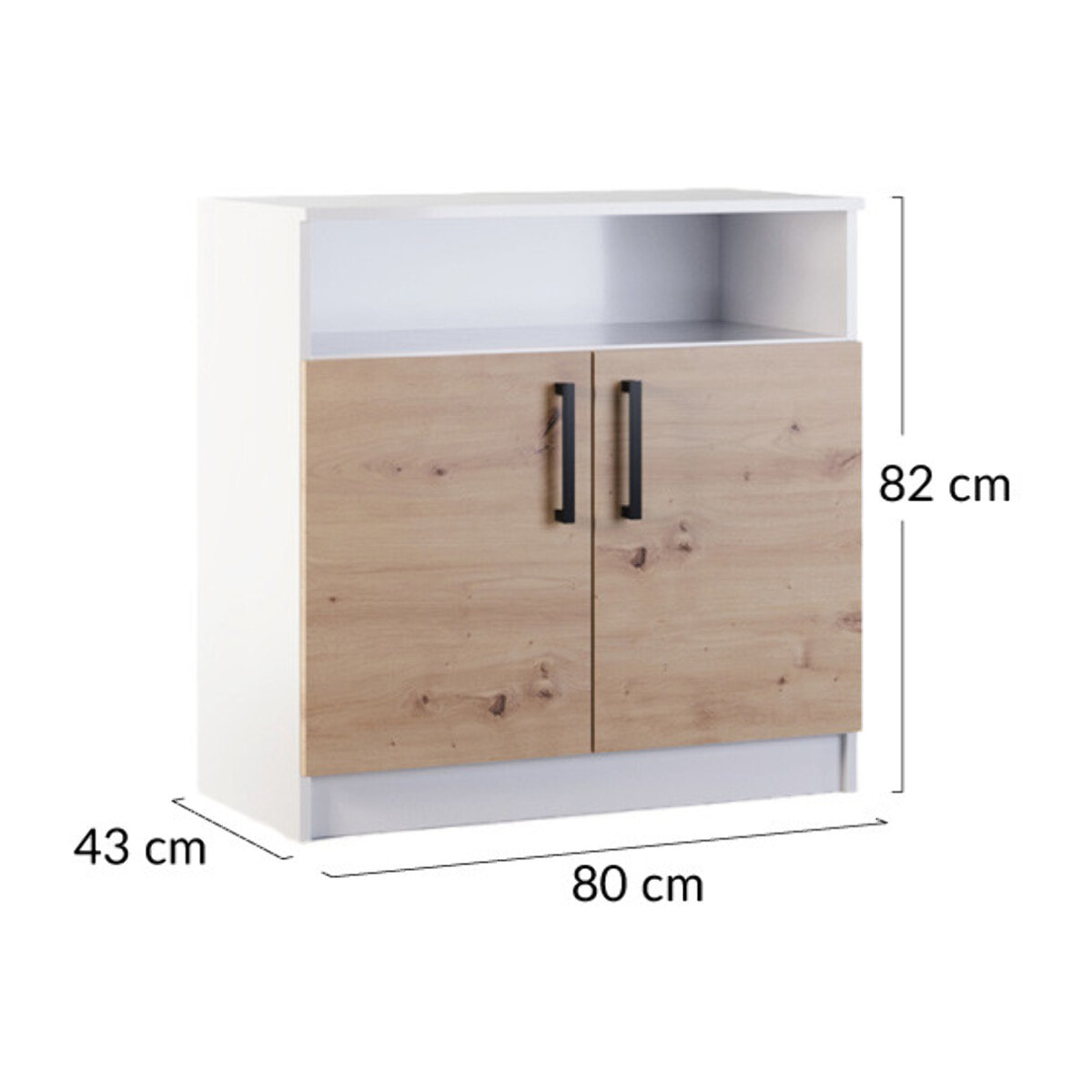 Hayato - commode - effet bois et blanc - 80 cm - Bois / Blanc