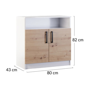 Hayato - commode - effet bois et blanc - 80 cm - Bois / Blanc