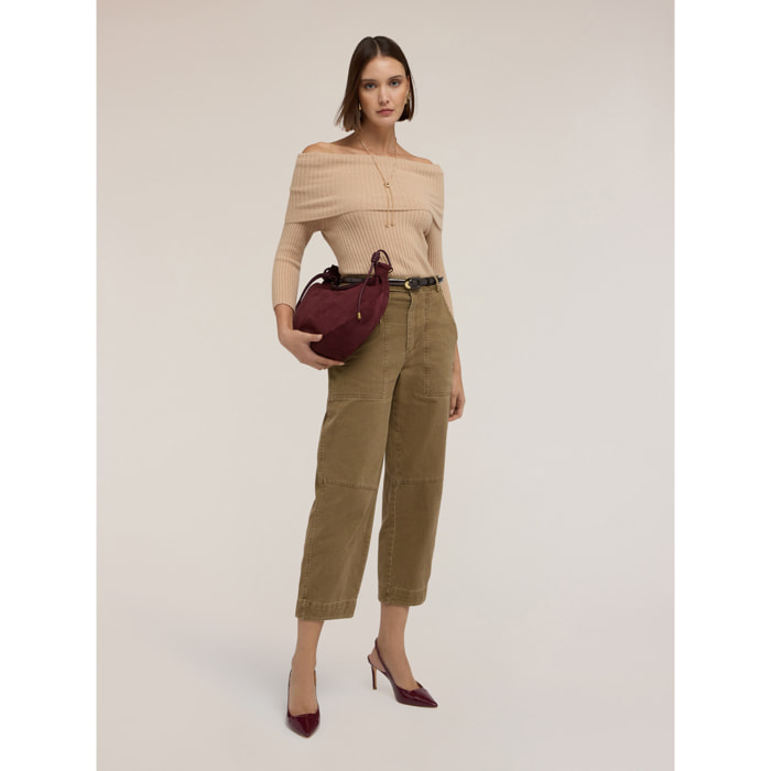 Motivi - Jeans cargo de algodón sarga - Beige