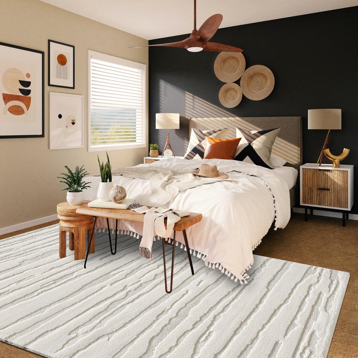 Tapis Tegi en relief avec motif simple et effet faux-uni