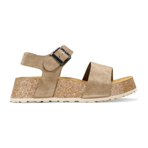 Sandalias de cuña marrones en piel con cuña