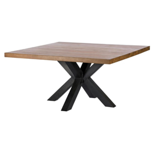 Table à manger carrée chêne métal pied croisé 130 cm OKA