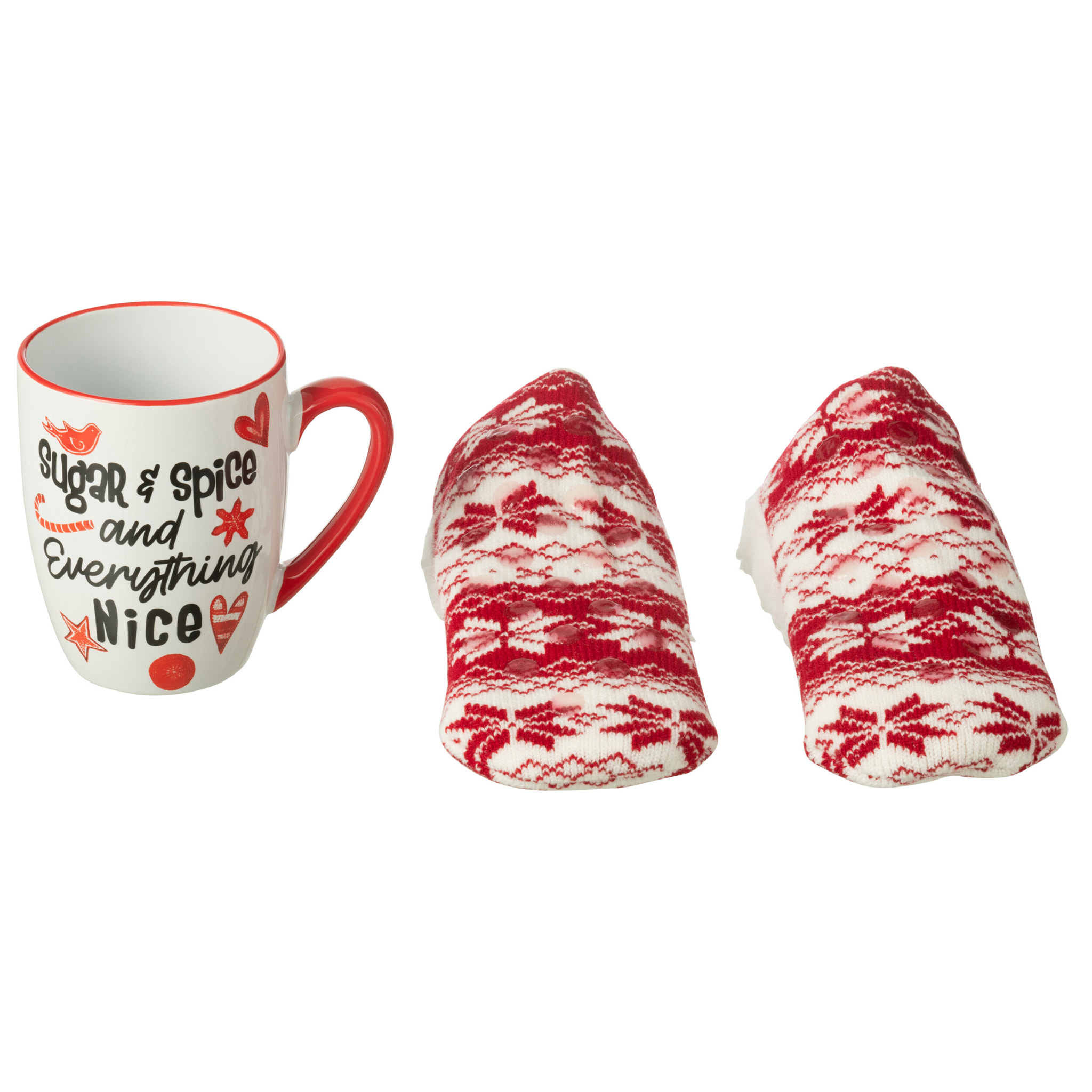 J-Line tasse + chausson - céramique - rouge - boîte cadeau