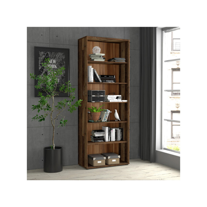 Étagère H. 198 x L. 74 cm décor bois vintage avec 5 étagères - MIA