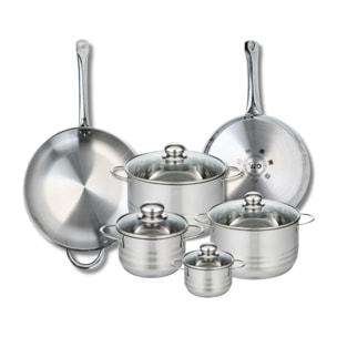 Ensemble de 2 Poêles de cuisson 28 et 32 cm et 4 faitouts 12, 16, 20 et 24 cm Elo Profi Brillant