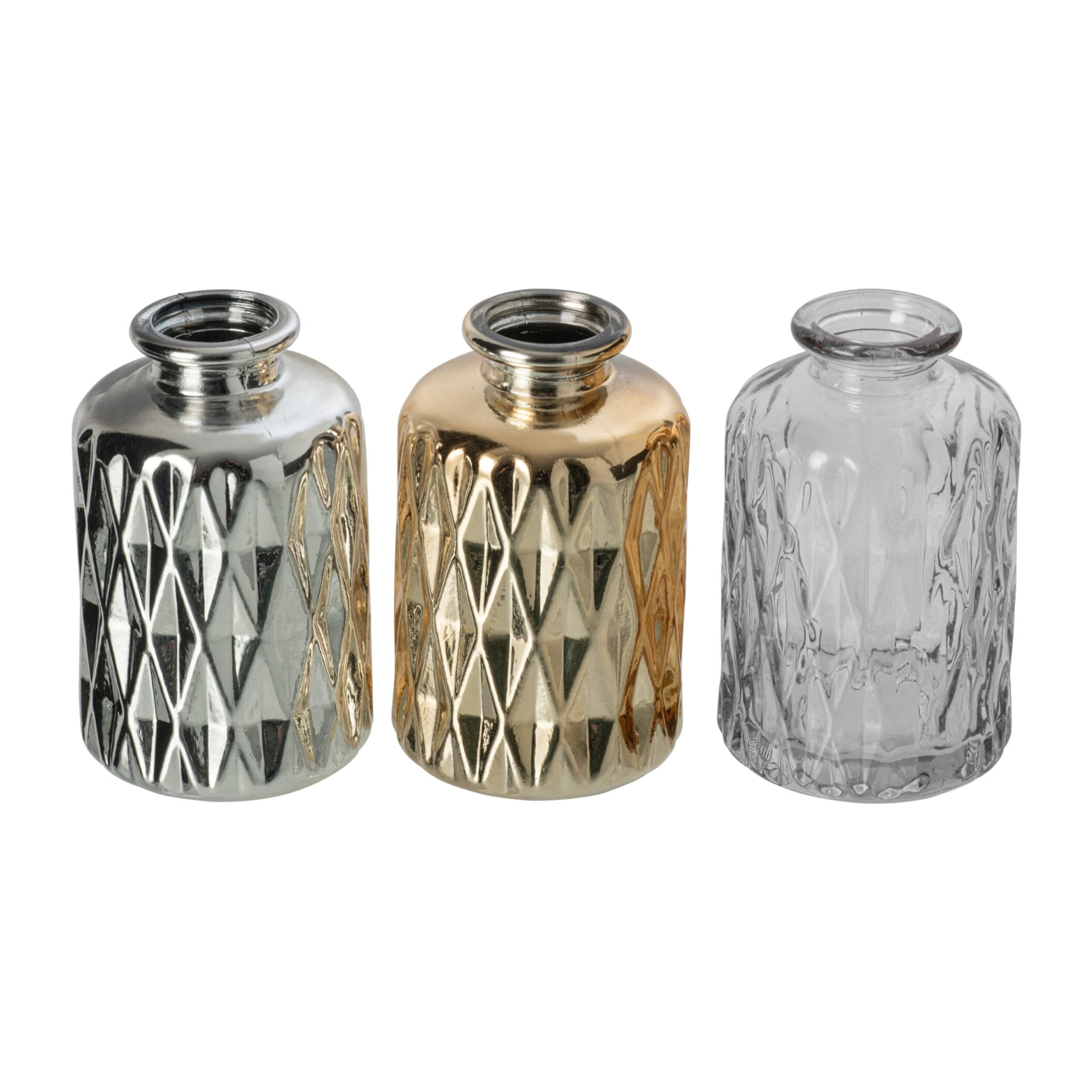 J-Line boîte de 3 vases - verre - doré/argenté - set de 2