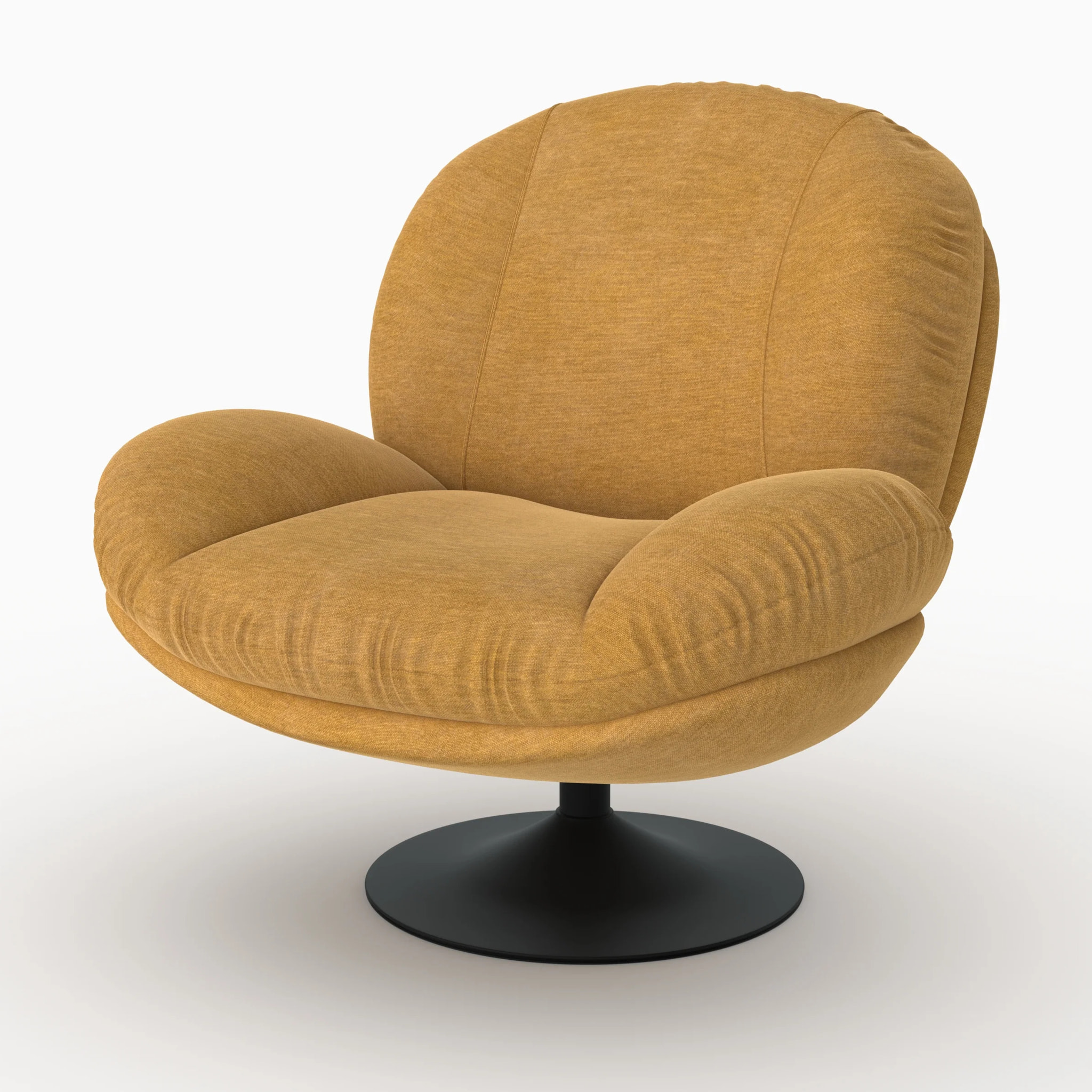 Fauteuil pivotant en tissu effet velours jaune moutarde - Ricci