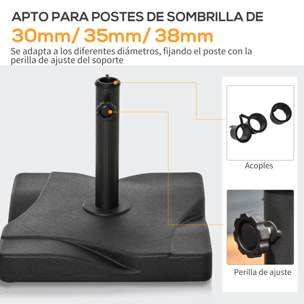Base Para Parasol Poste Para 30mm 35mm 38mm Negro