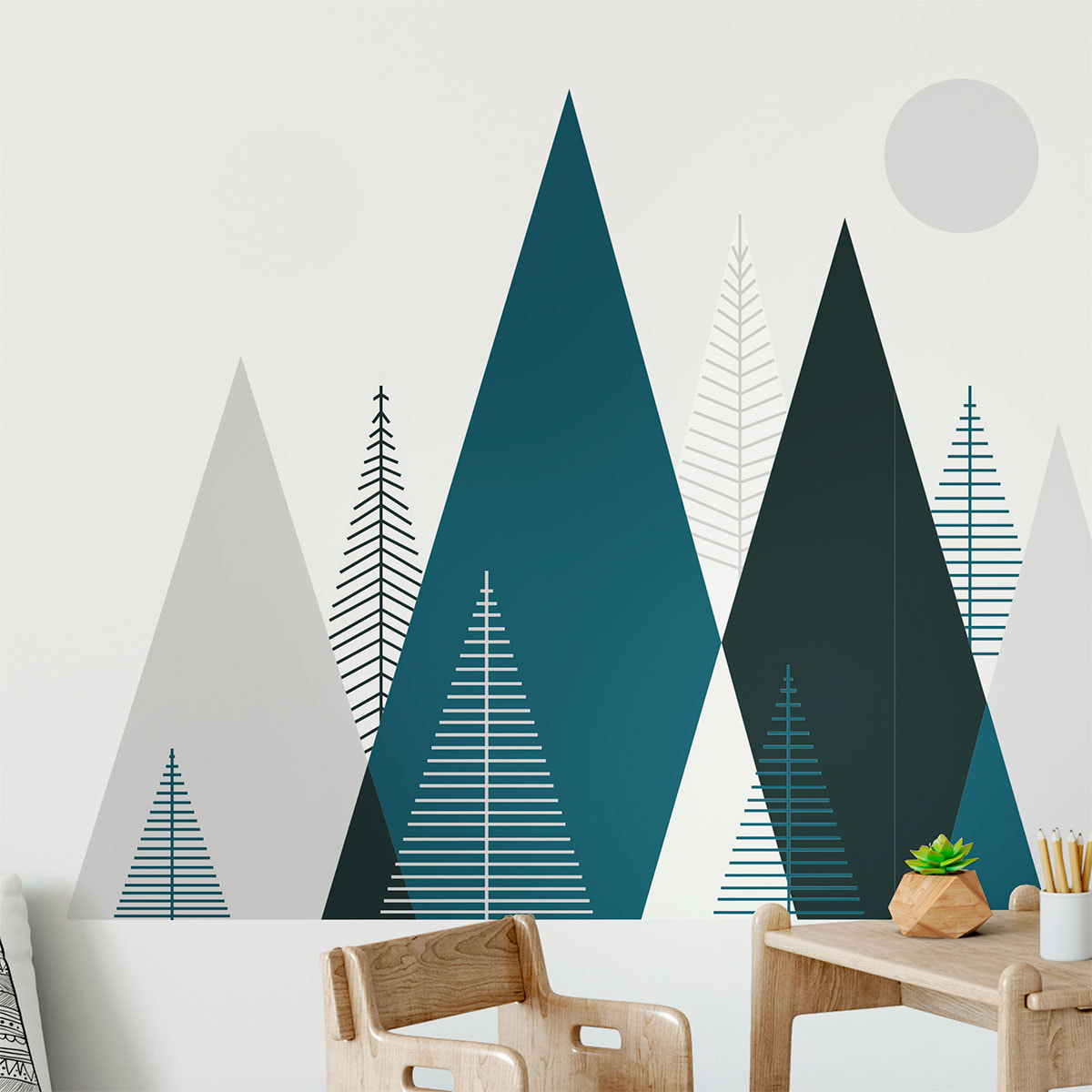 Stickers muraux enfants - Décoration chambre bébé - Autocollant Sticker mural géant enfant montagnes scandinaves ARTIKA