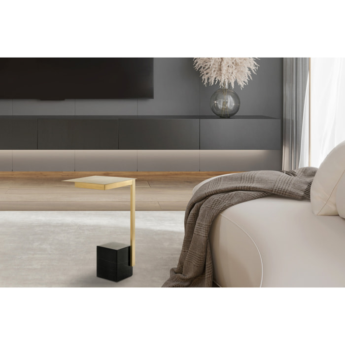 Tavolino Oscar 225 in Marmo Nero e Acciaio Dorato