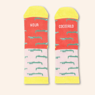 Mini - Calcetines "Hola Cocodrilo" Coral talla 23-26