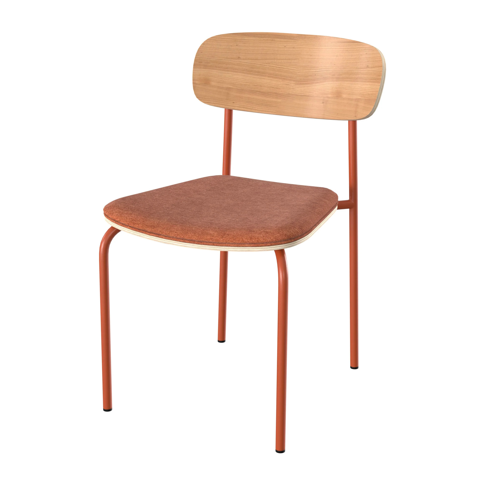 Lot de 2 chaises en bois clair et tissu terracotta - Alba
