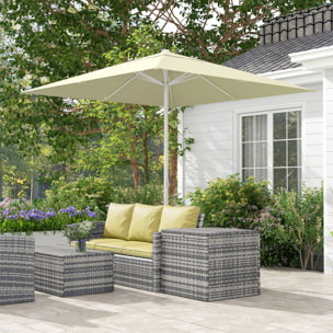 Parasol de jardin carré réglable dim. 2,48L x 2,48l x 2,50H m alu métal polyester haute densité 180 g/m² beige