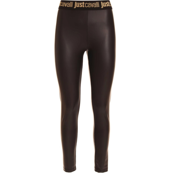 Just Cavalli Leggings in ecopelle con logo Just Cavalli in vita.