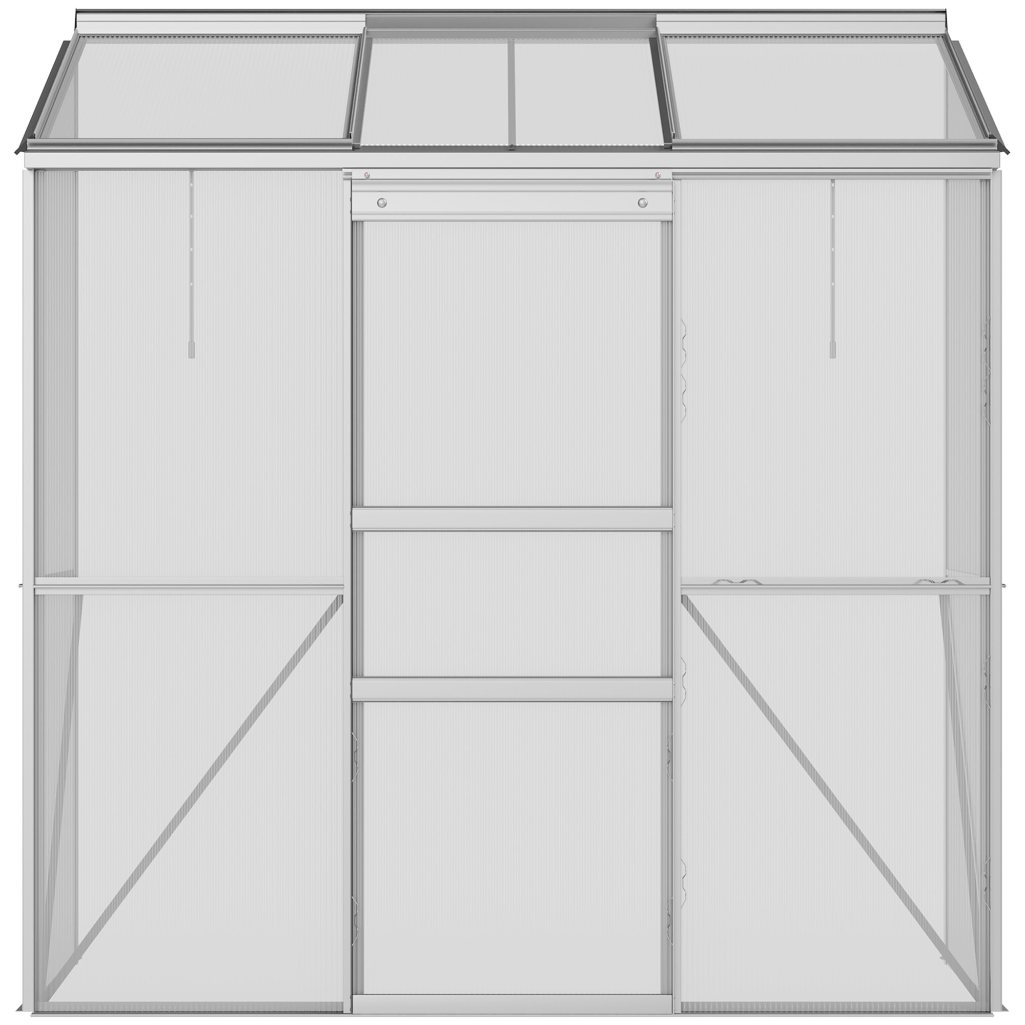 Serre adossée de jardin - 2 lucarnes, 2 portes coulissantes - 190 x 70 x 200 cm - alu polycarbonate transparent