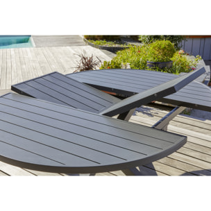 PELOSA - Ensemble repas 8 places en aluminium anthracite avec rallonge papillon