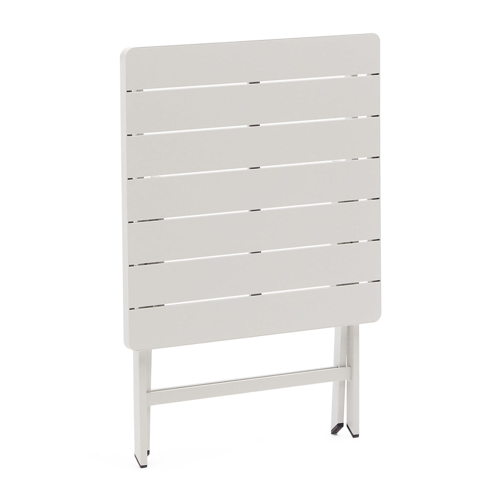 Kave Home - Tavolo da esterno pieghevole Torreta in alluminio con finitura grigio chiaro 70 x 70 cm