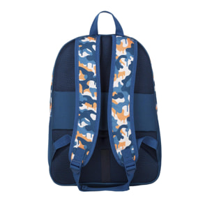 Fortnite Blue Camo mochila primaria doble compartimento, de gran capacidad y adaptable a carro.