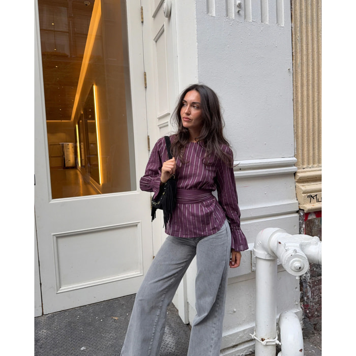 Blusa holgada con cuello barco