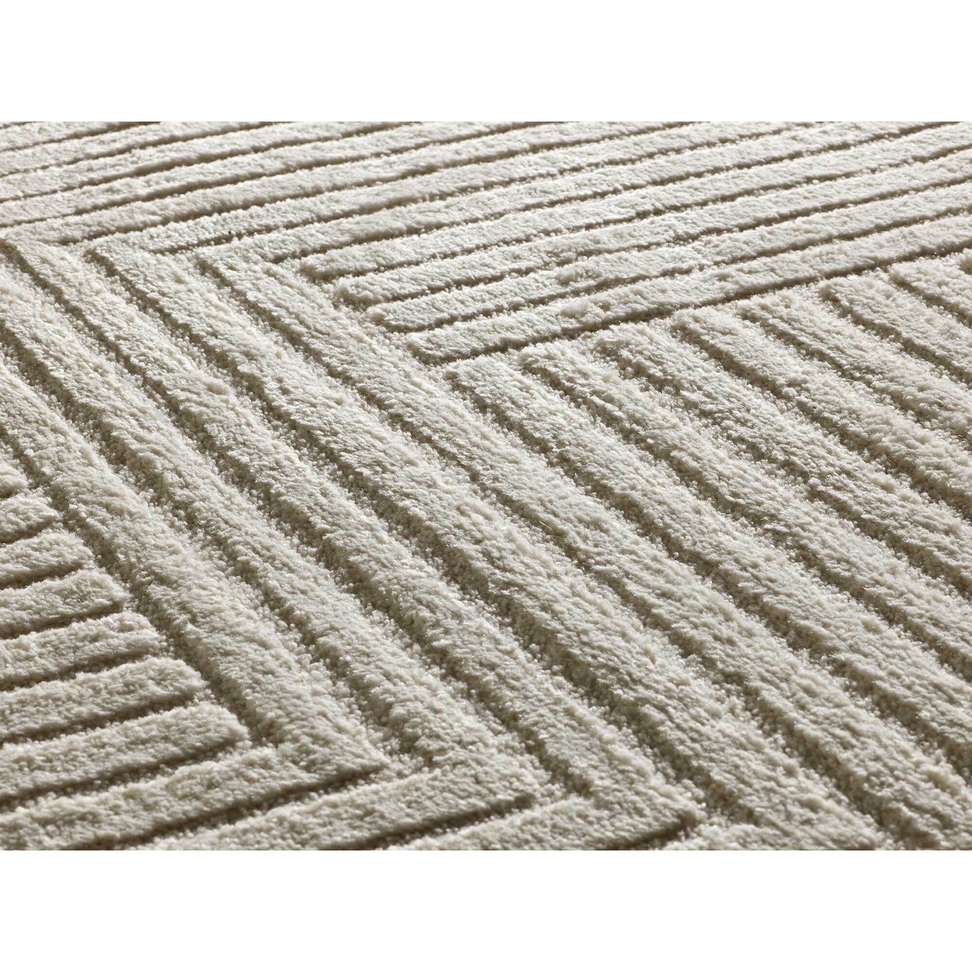 VERONA Alfombra geométrica con relieve en color crema, varias medidas disponibles.