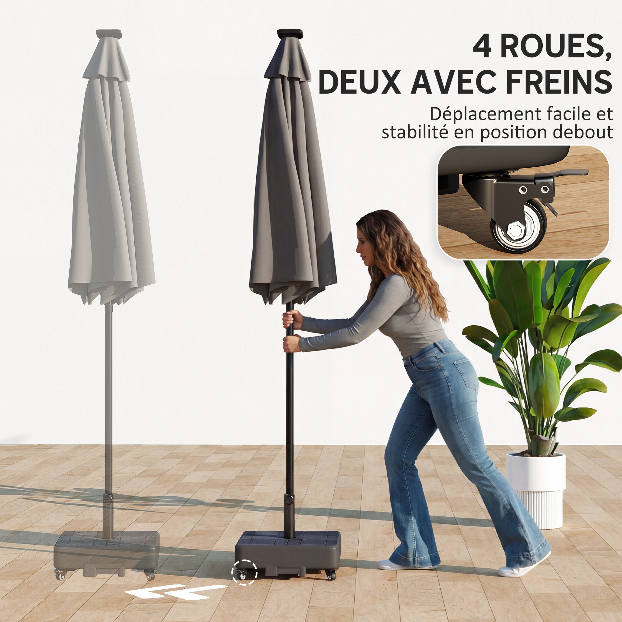 Pied de parasol mobile à lester 35 Kg - compatibilité mât dia. 38/48 mm - noir
