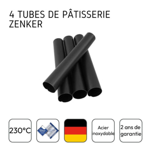 Lot de 4 moules à gâteau en tube 13 x 2,5 cm Zenker