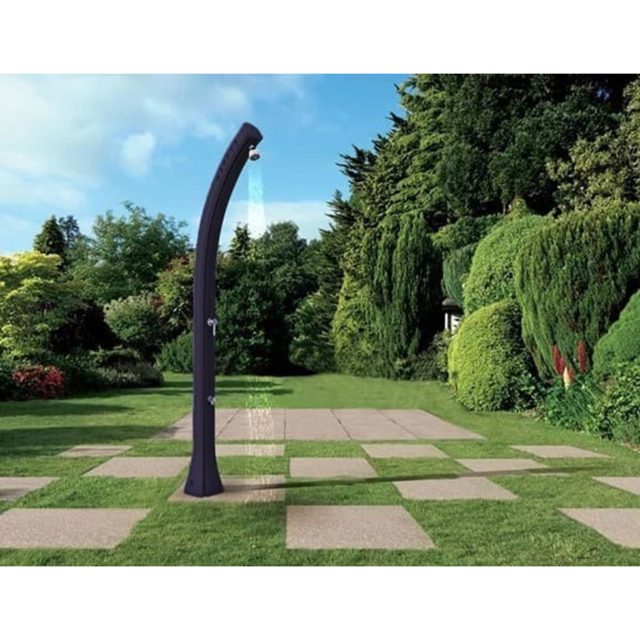Douche solaire anthracite avec rince-pieds, réservoir 23 L, pour jardin et piscine, Arkema Happy (H120/7016)