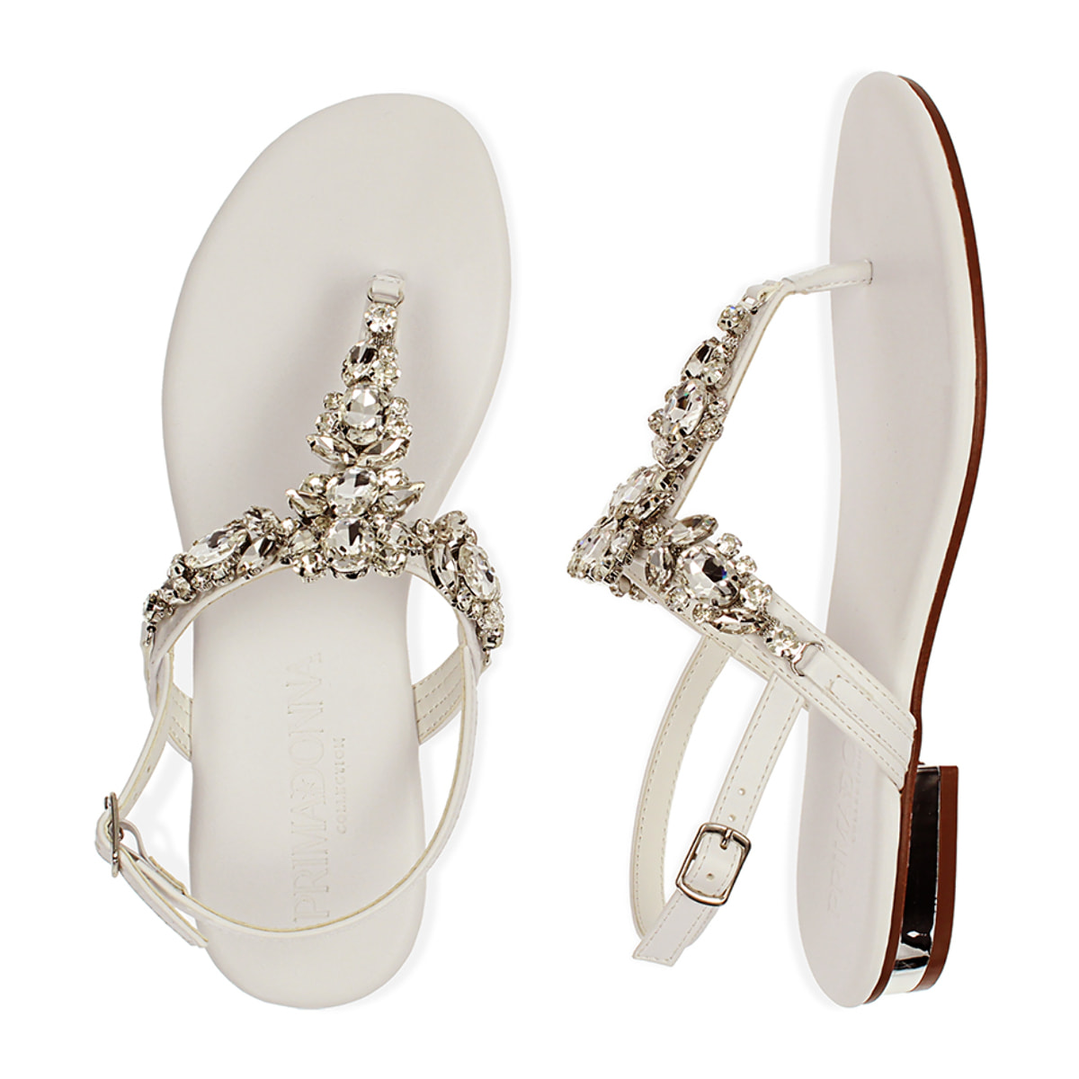 Sandalias planas joya blancas