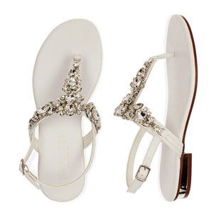 Sandalias planas joya blancas