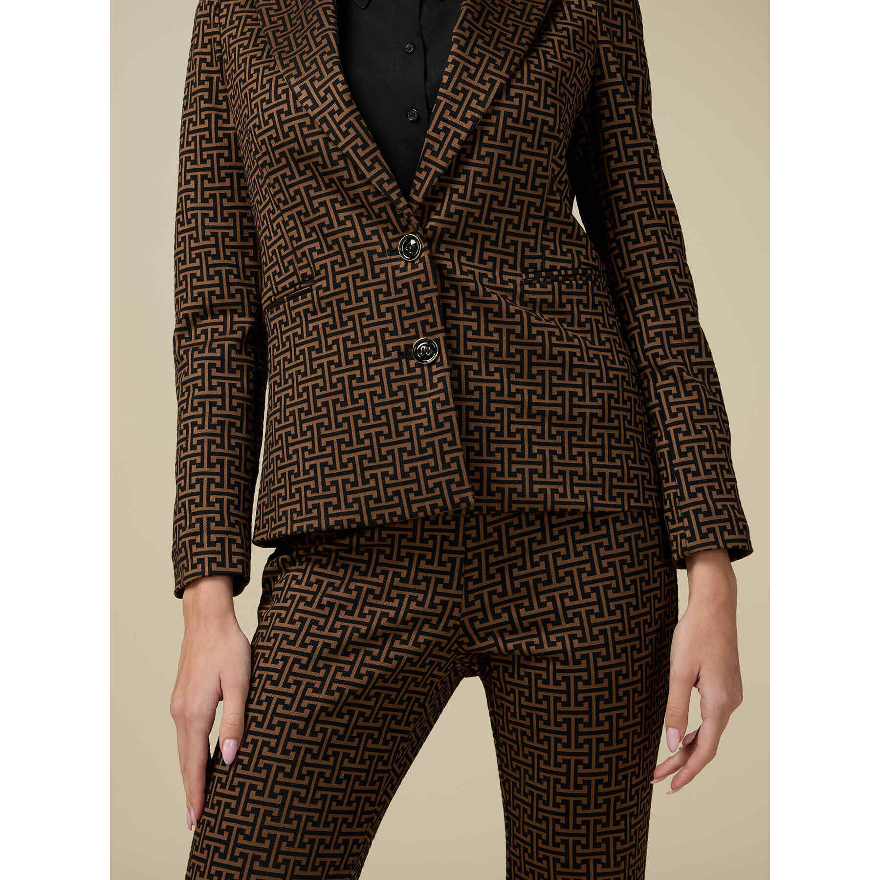 Oltre - Blazer in jersey jacquard - Marrone