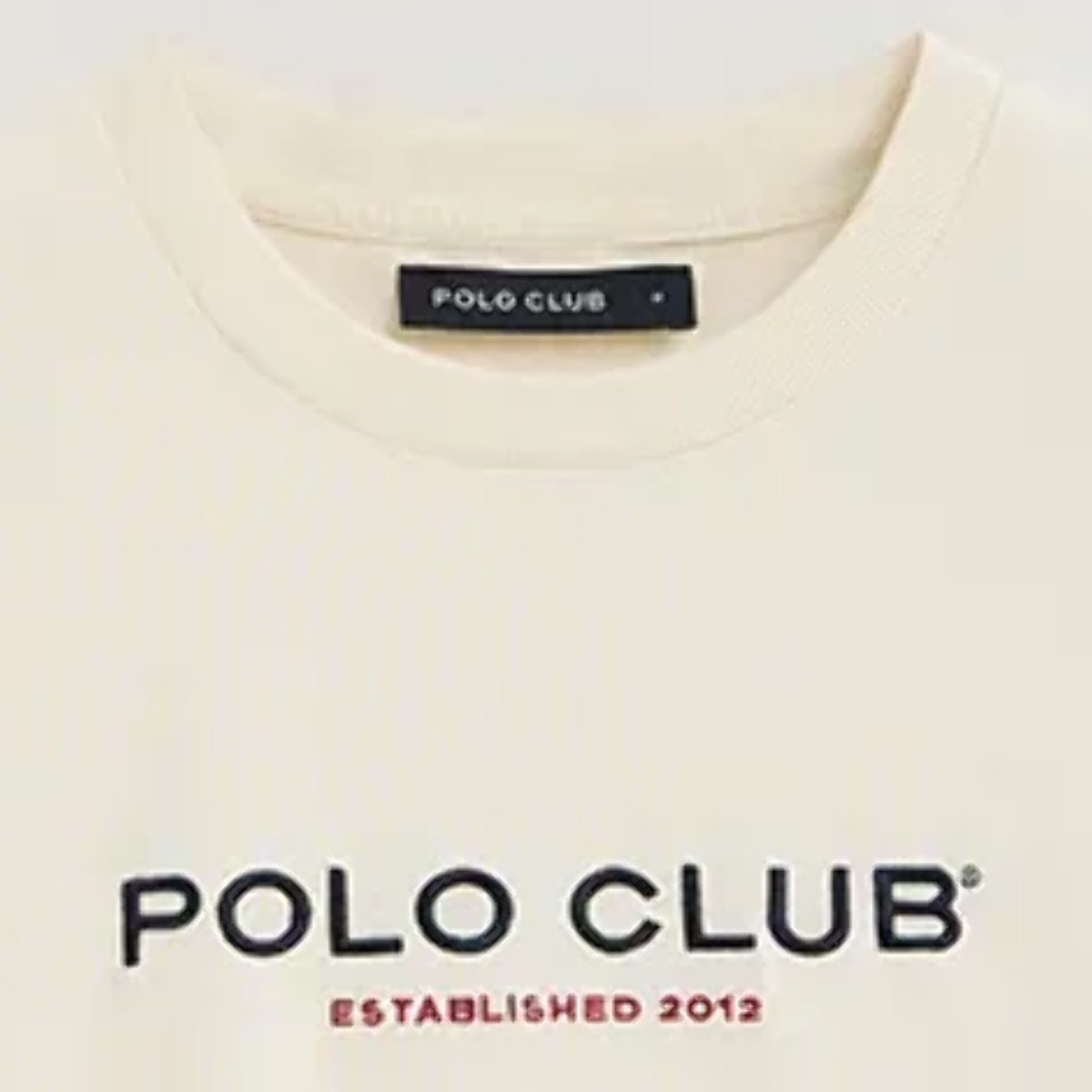 Maglietta ecrù a maniche corte con ricamo Established 2012 Polo Club