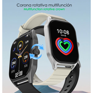 DAM Smartwatch DT99 con pantalla AMOLED de 2,04". Monitor de salud, +150 modos deportivos, notificaciones, acceso asistente de voz. 4,5x1x5,5 Cm. Color: Negro