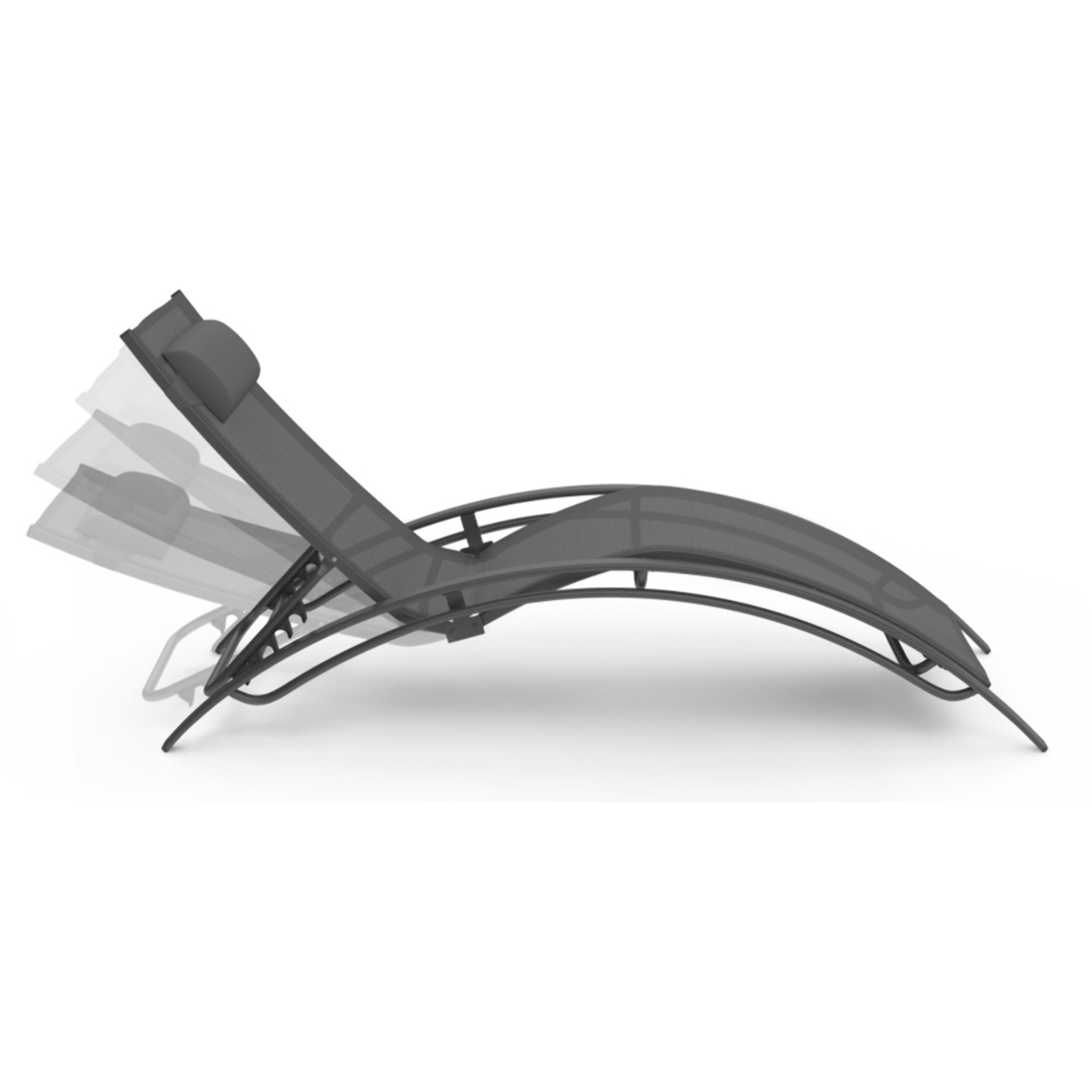 Transats inclinables Havana 4 positions gris - lot de 2