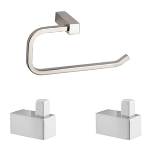 Multi set de deux crochets de salle de bain + porte-serviettes  à crocher, chrome (ELEMULTI-SET5)