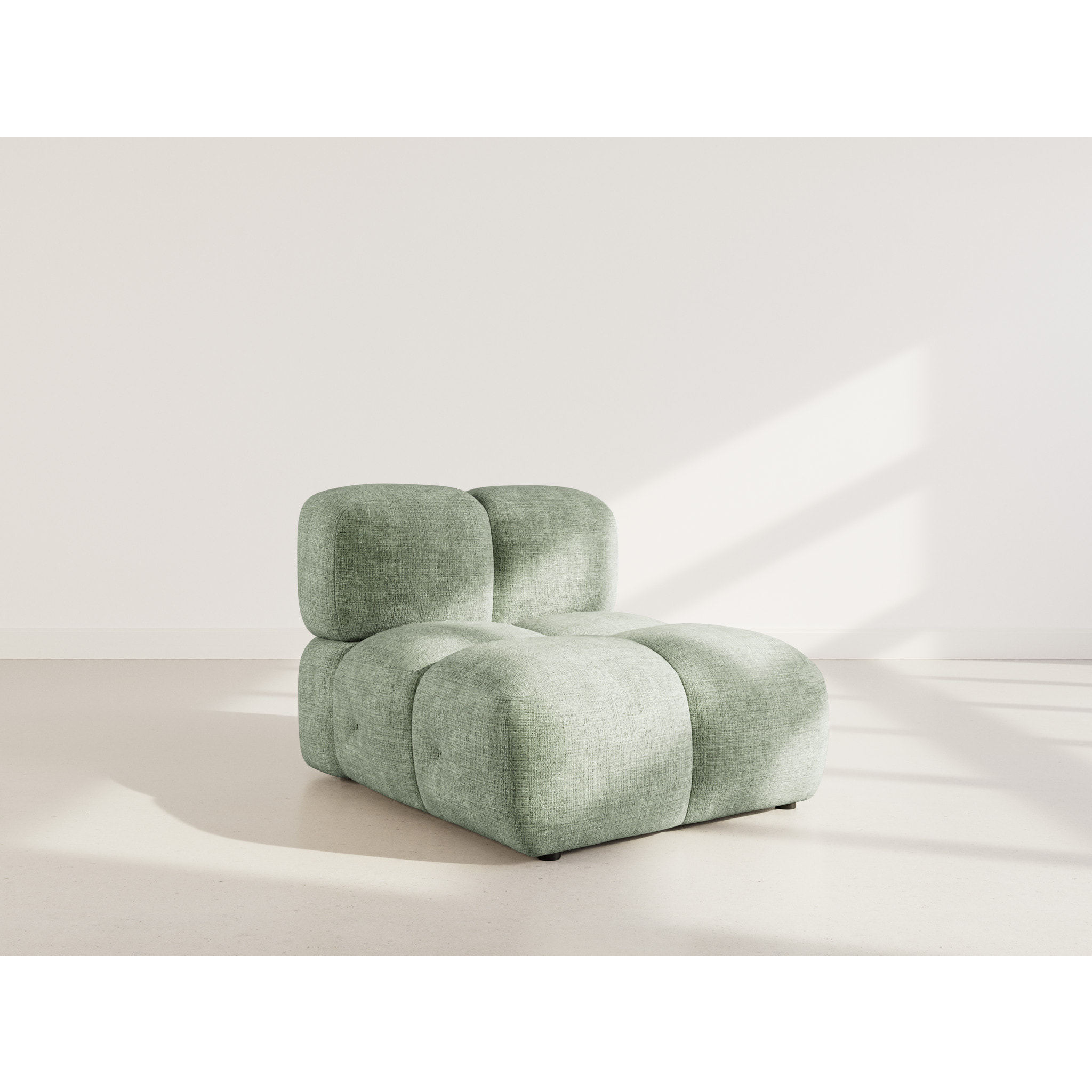 Grace - module d'assise en velours texturé - Vert sauge