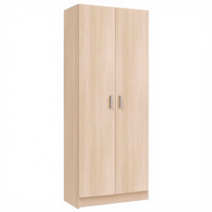 Armadio Multiuso A 2 Ante Armadietto Mobile Contenitore Salvaspazio Con Ripiani Regolabili Ingresso Camera Bagno e Lavanderia 180 x 73 x 37 Cm Rovere