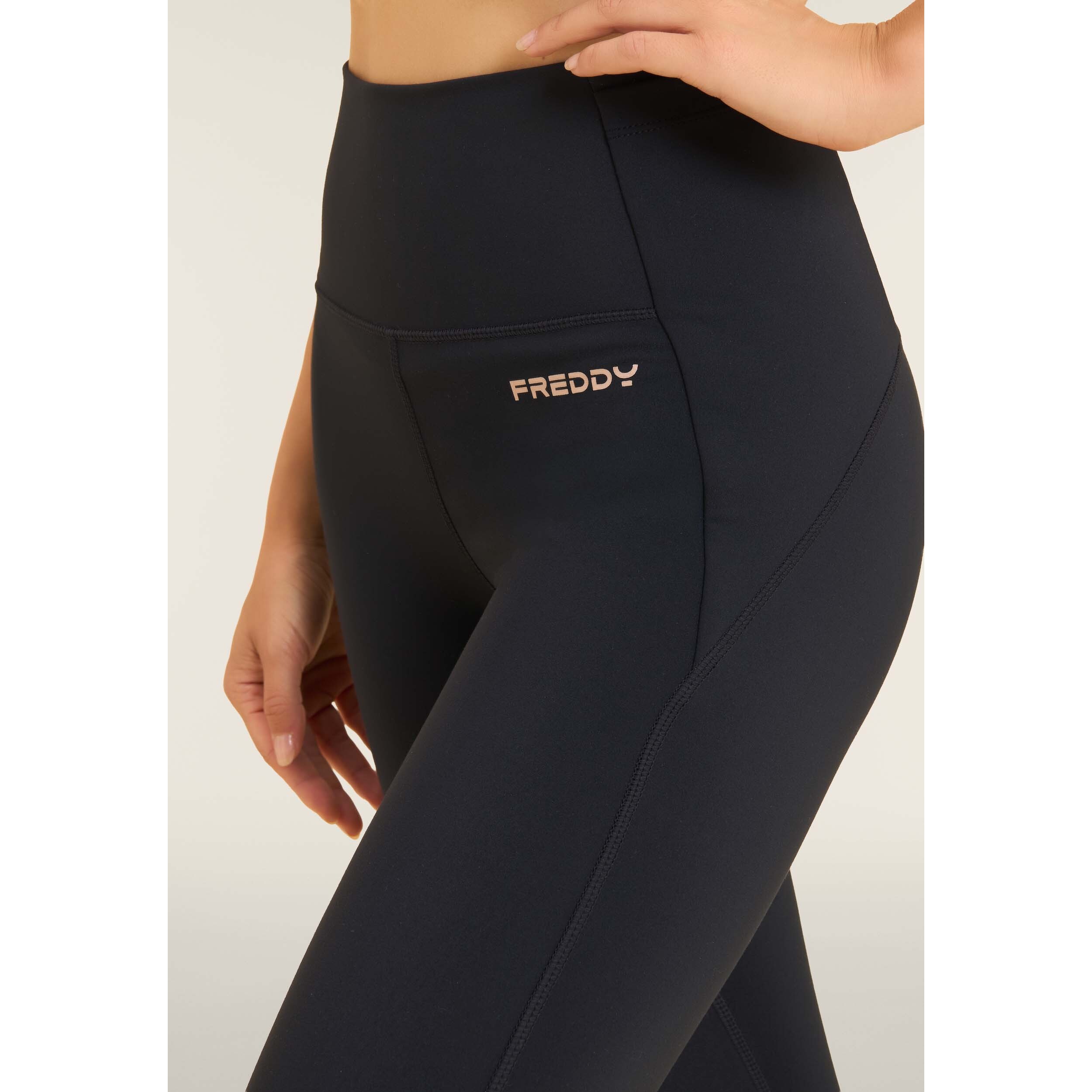 Leggings 7/8 a vita altissima con doppia tasca in vita