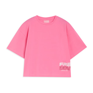 T-shirt Bambina Oversize Cropped con Logo laterale