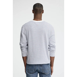 Maglietta a righe bianca e blu presidenziale a maniche lunghe con ricamo Rigby Go