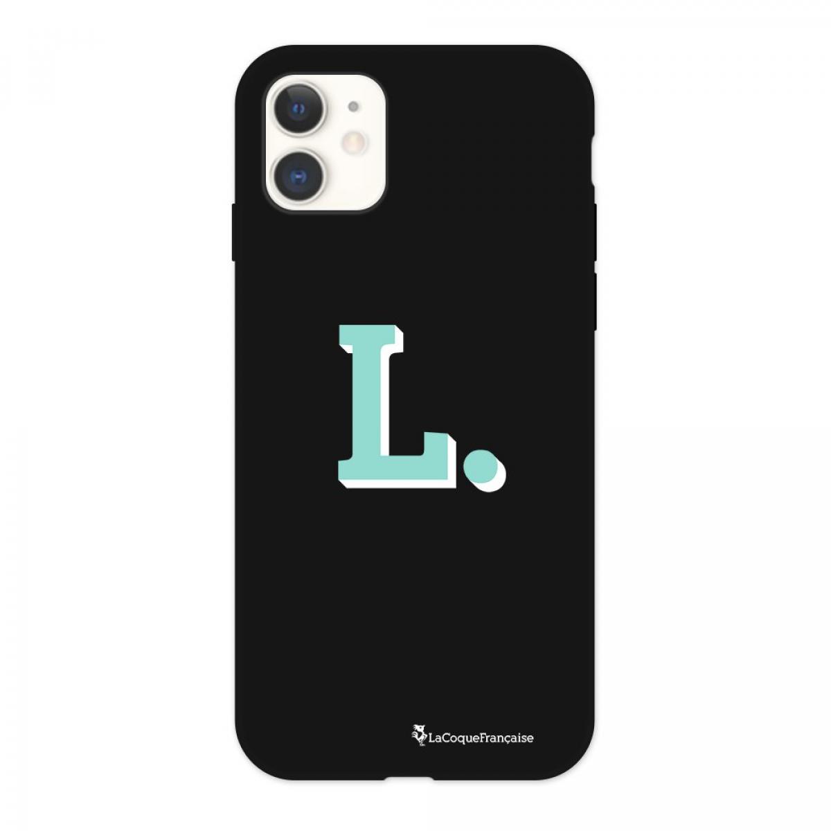 Coque iPhone 11 Silicone Liquide Douce noir Initiale L La Coque Francaise.